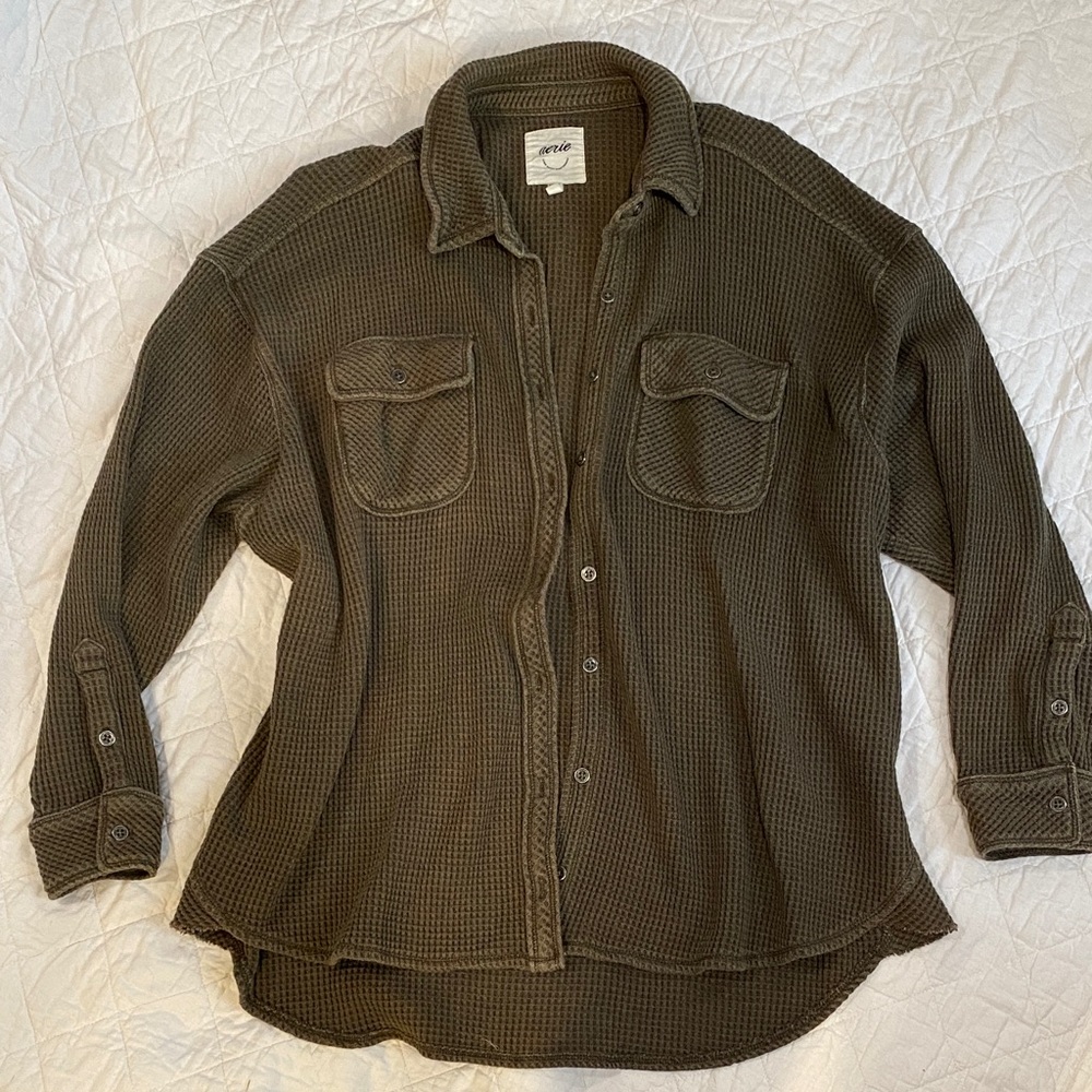 Aerie Waffle Knit Button-Up Shirt